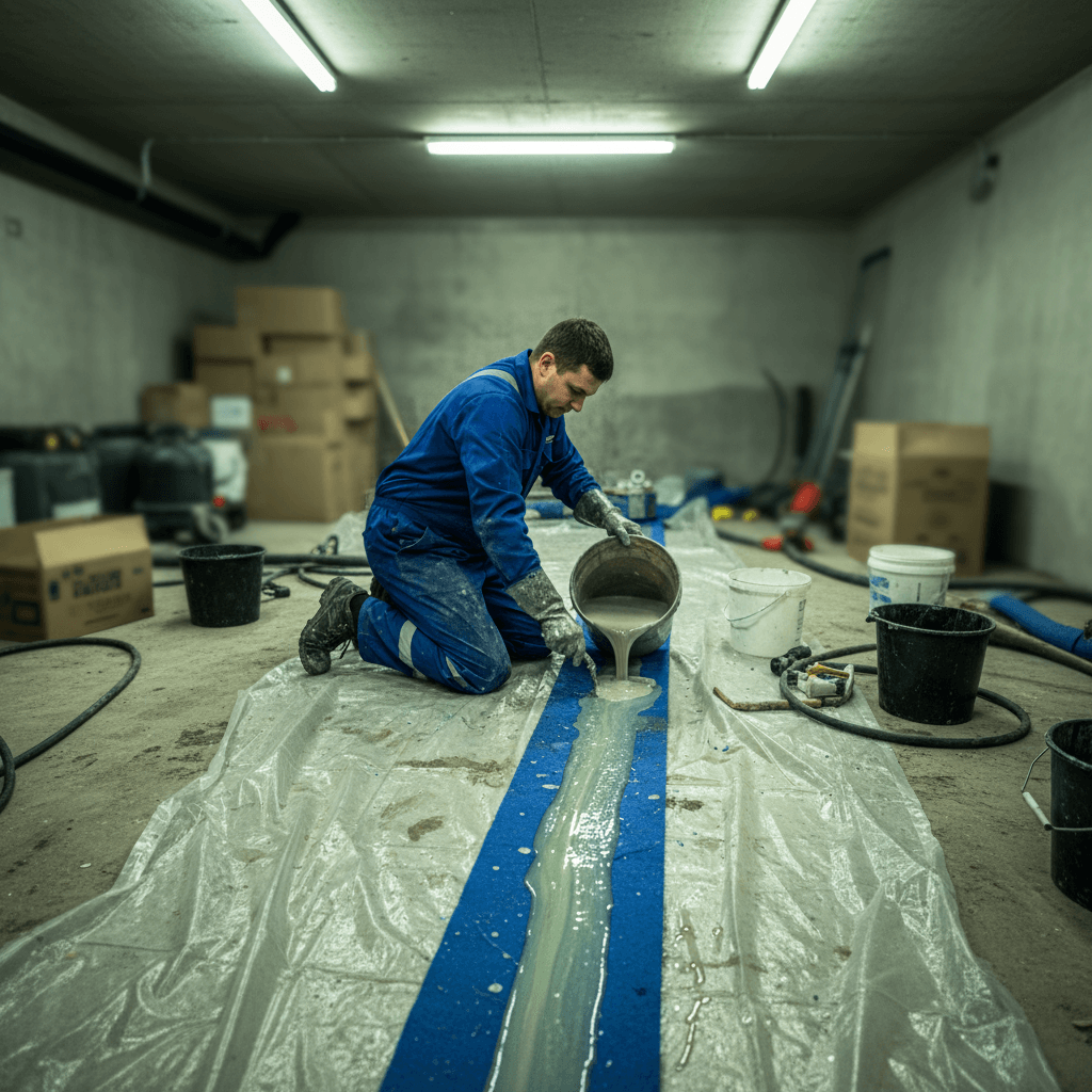 Techniker bereitet einen Schlauchliner für die grabenlose Kanalsanierung vor